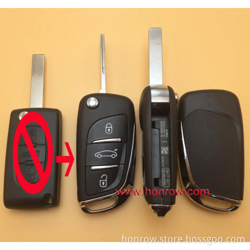 New products Citroen 3 button remote key blank with HU83 407 Blade